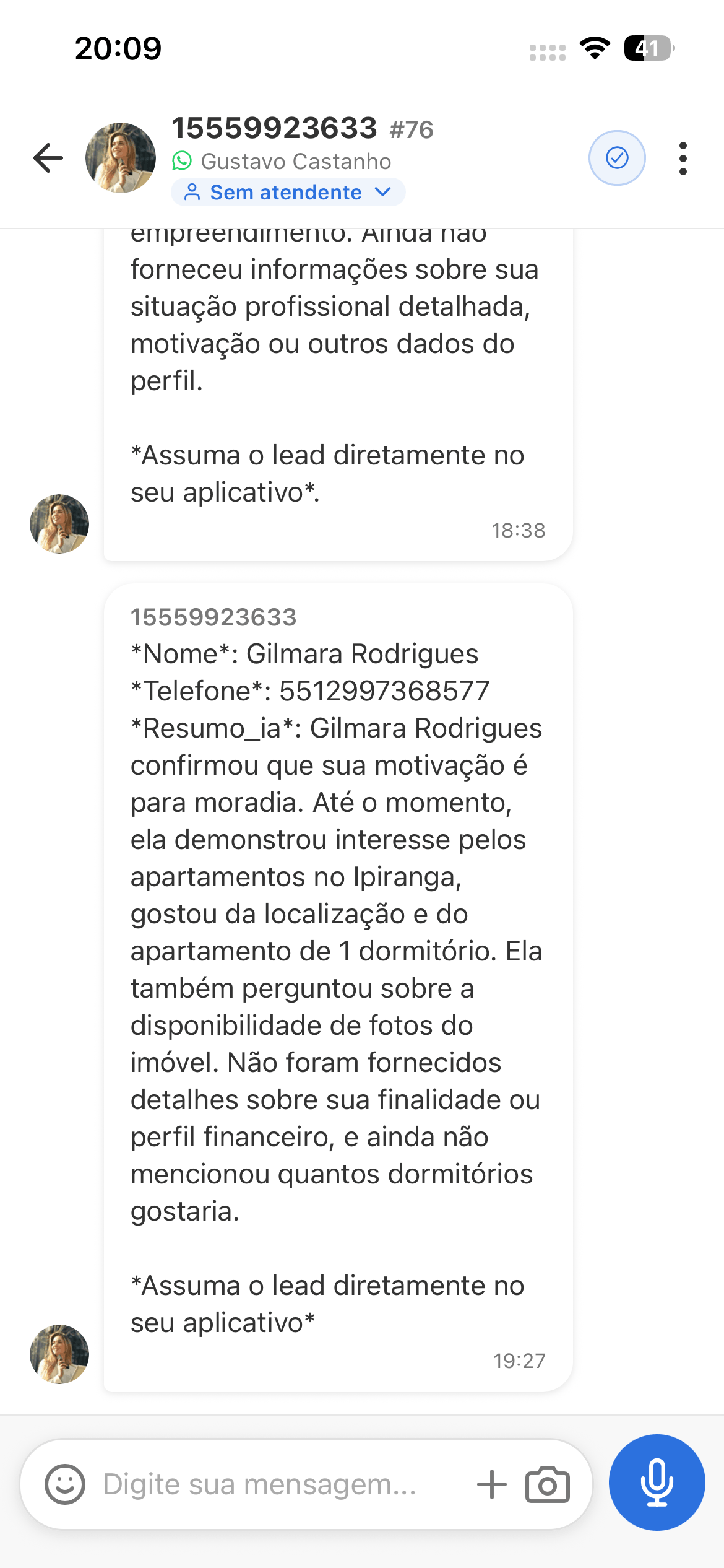 Handoff da IA pro atendente